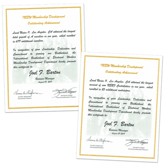 IBEW 11 Recognized for Organizing Efforts!